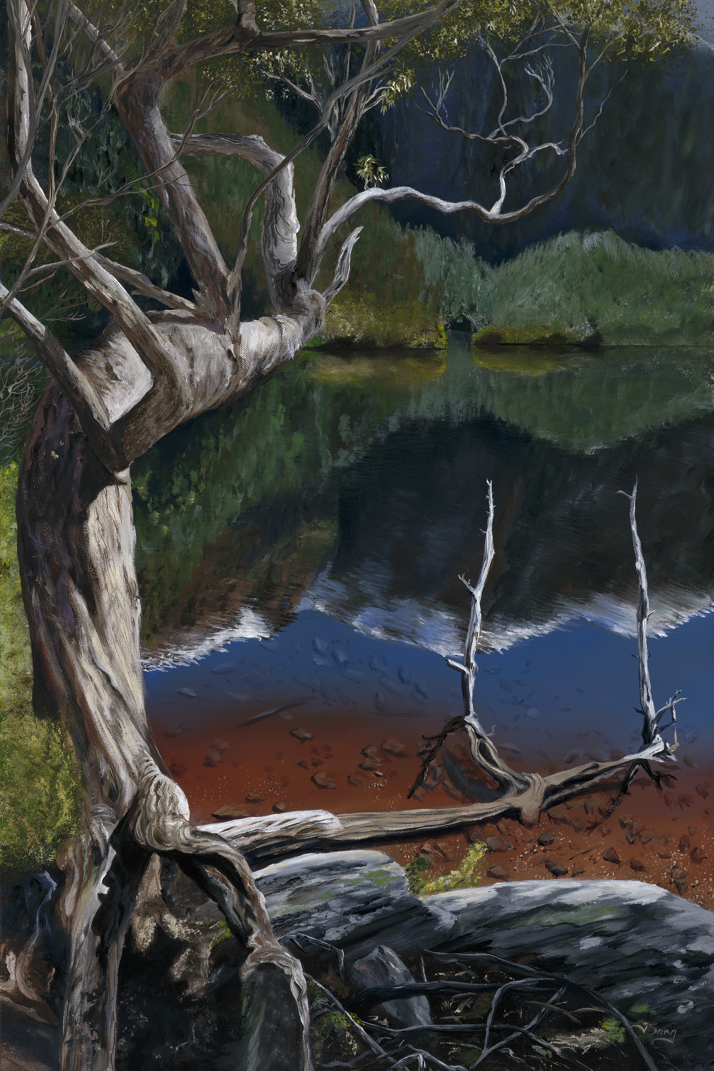 Reaching Out - Reflections Over Dove Lake by Juanita Sanganithy | Lethbridge Landscape Prize 2023 Finalists | Lethbridge Gallery