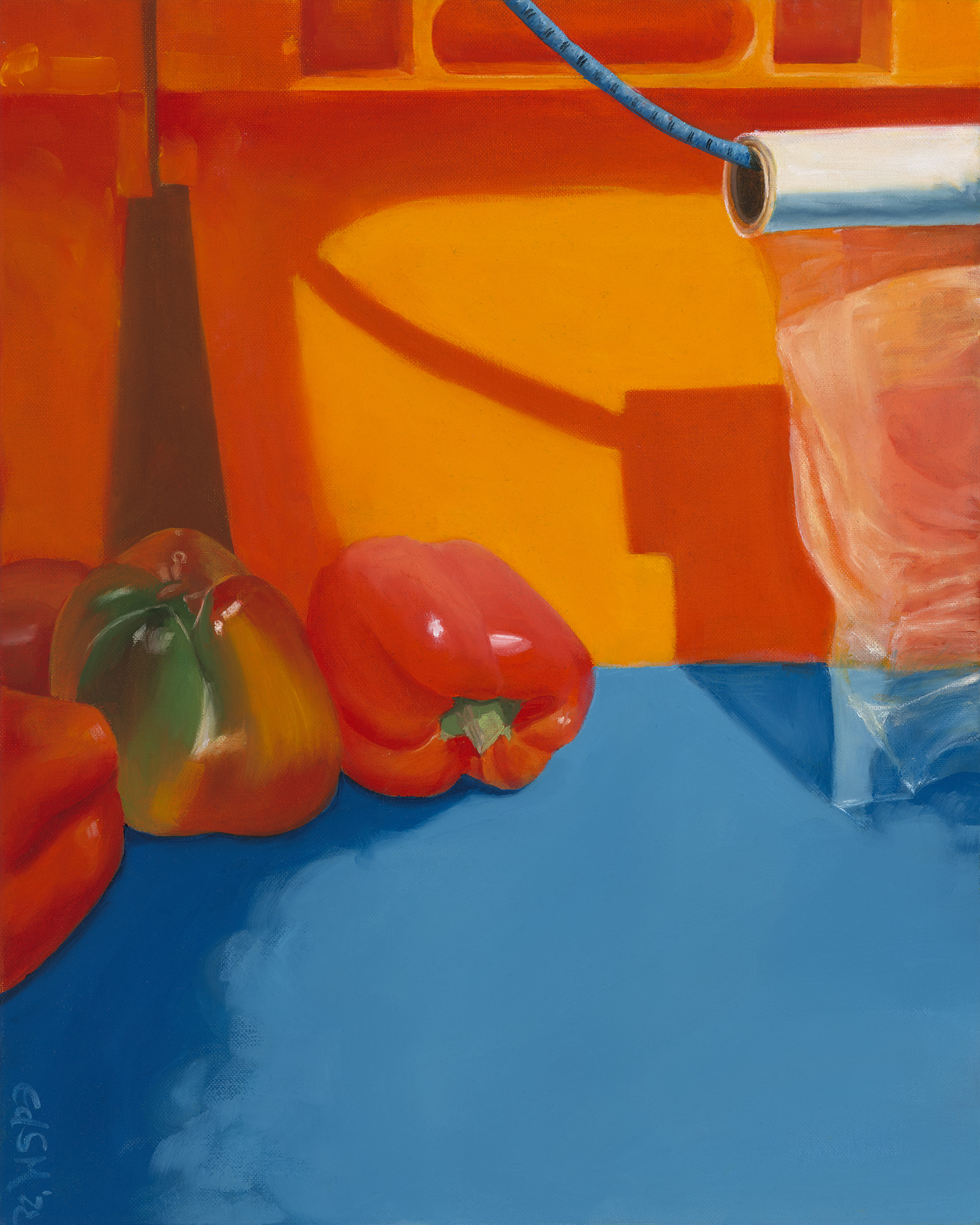 Capsicums, orange tub by Eva de San Miguel | Lethbridge 20000 2023 Finalists | Lethbridge Gallery
