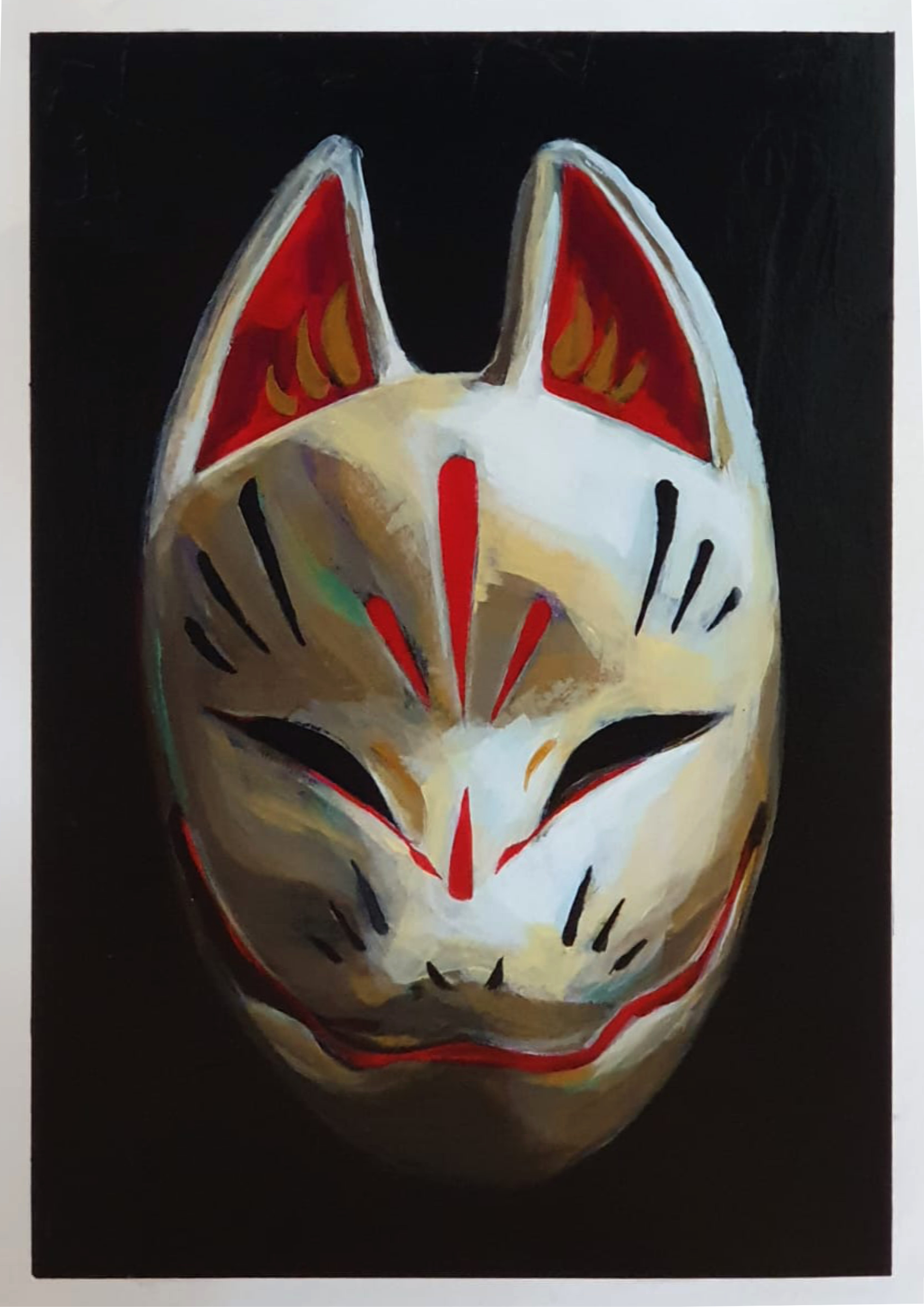 Theatre Mask #2 – White Kitsune by Melanie Manuel | Lethbridge 20000 2023 Finalists | Lethbridge Gallery