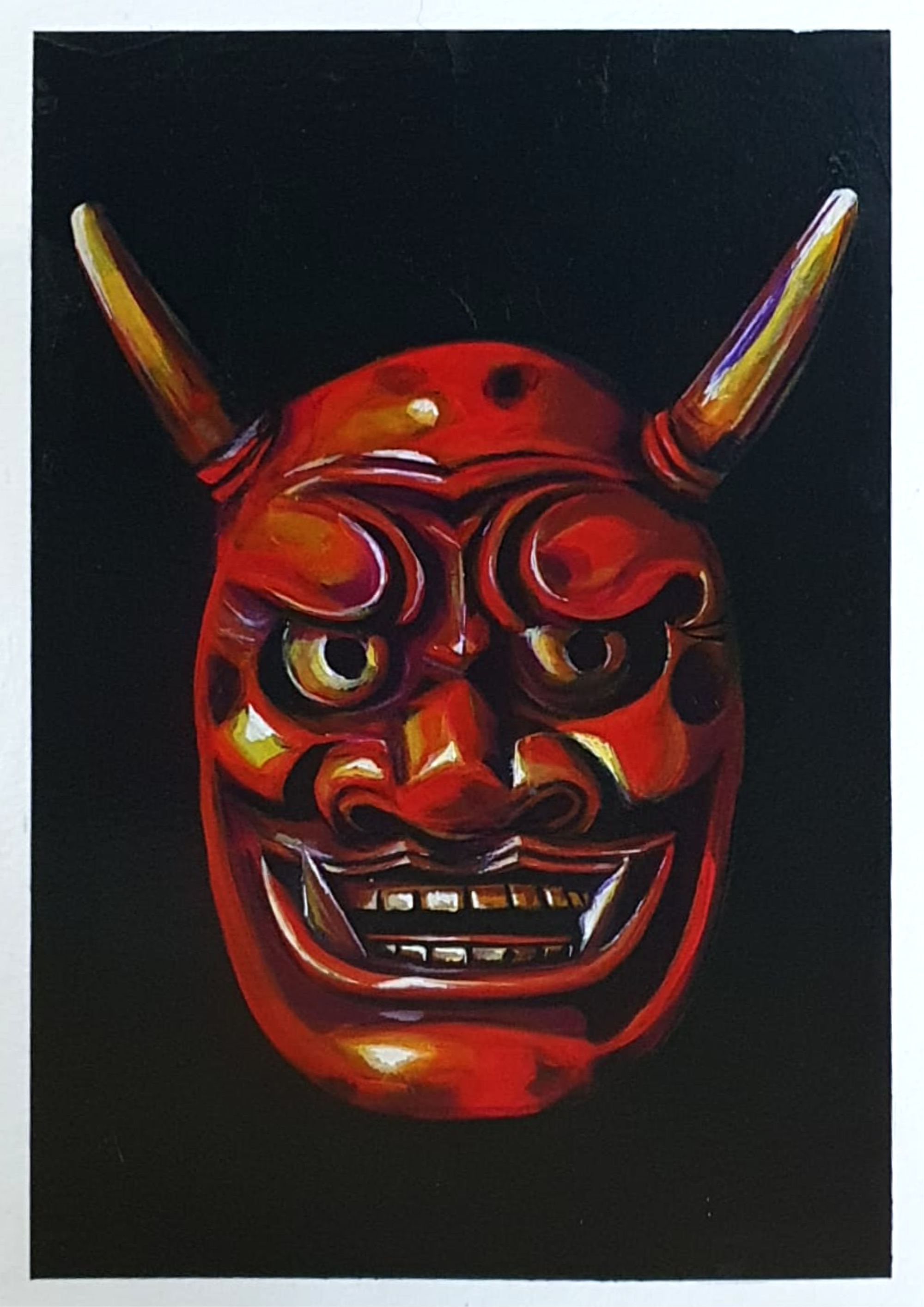 Theatre Mask #3 – Red Oni by Melanie Manuel | Lethbridge 20000 2023 Finalists | Lethbridge Gallery