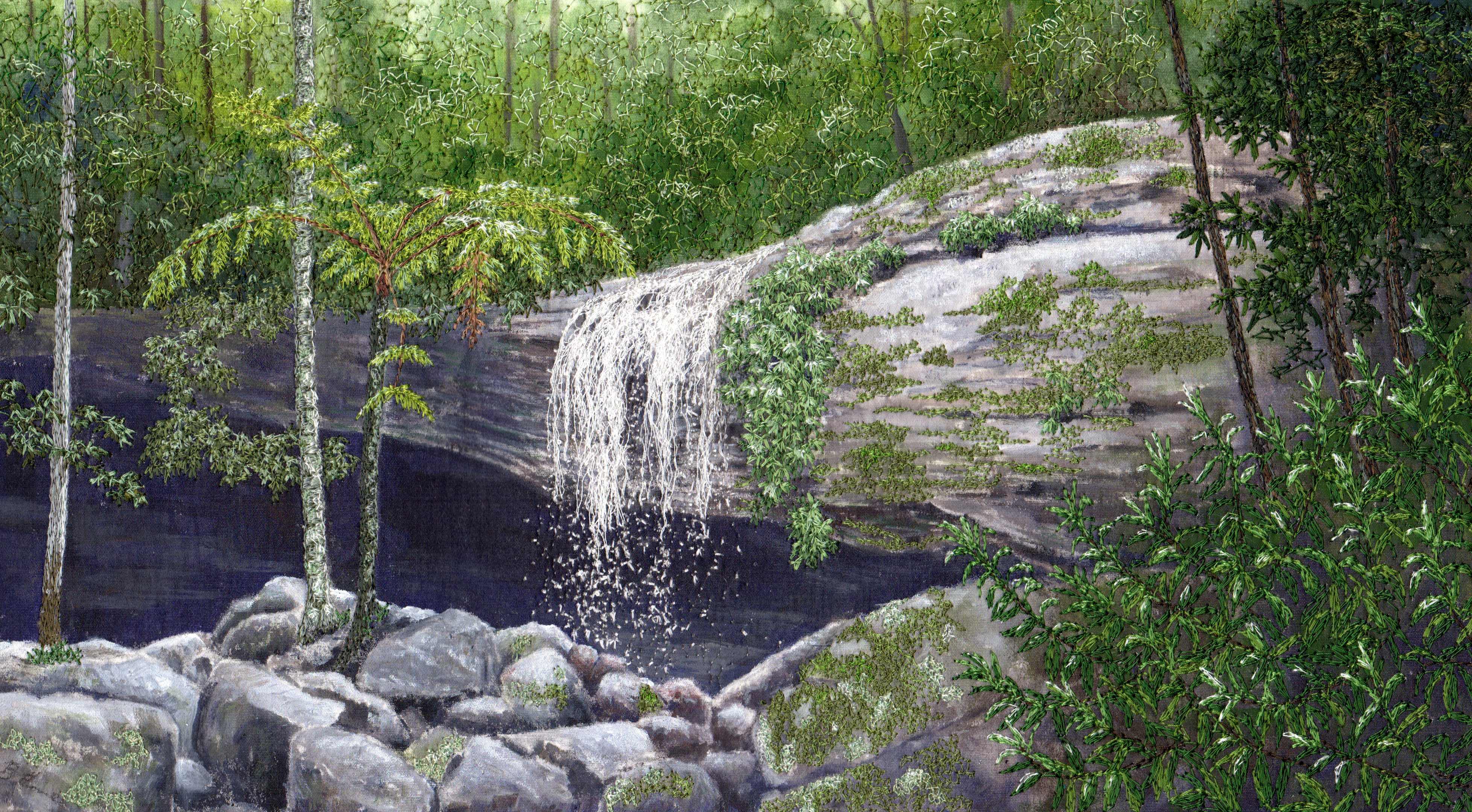 Serenity Falls, Buderim by Bernardine Hine | Lethbridge Landscape Prize 2024 Finalists | Lethbridge Gallery