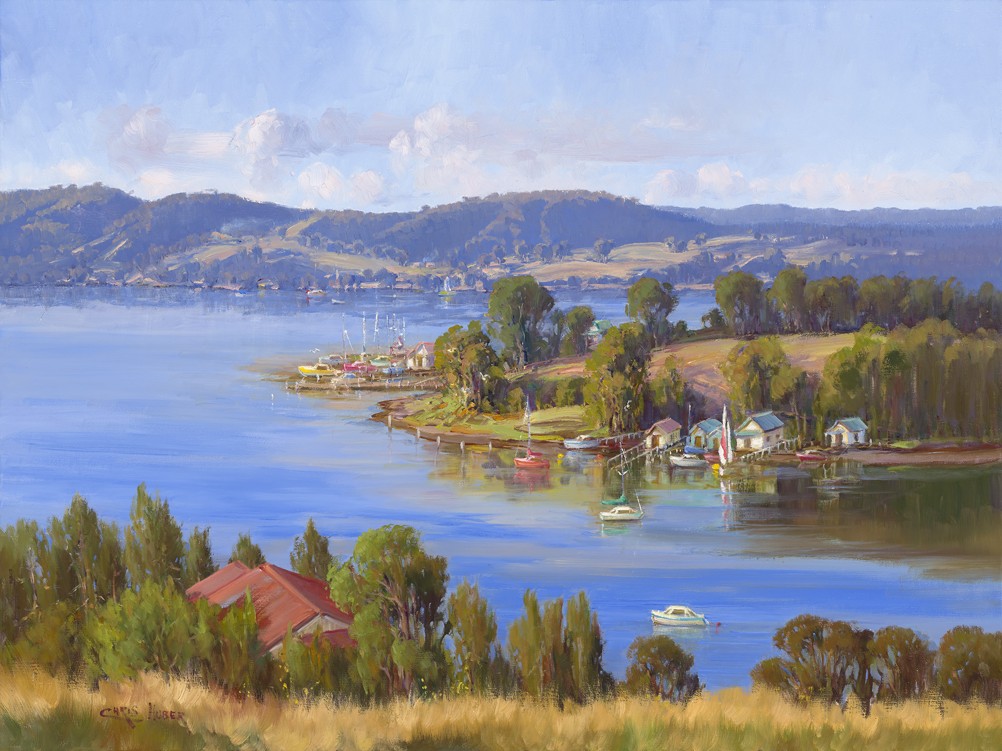 Boathouses, Narooma NSW by Chris Huber | Lethbridge Landscape Prize 2024 Finalists | Lethbridge Gallery