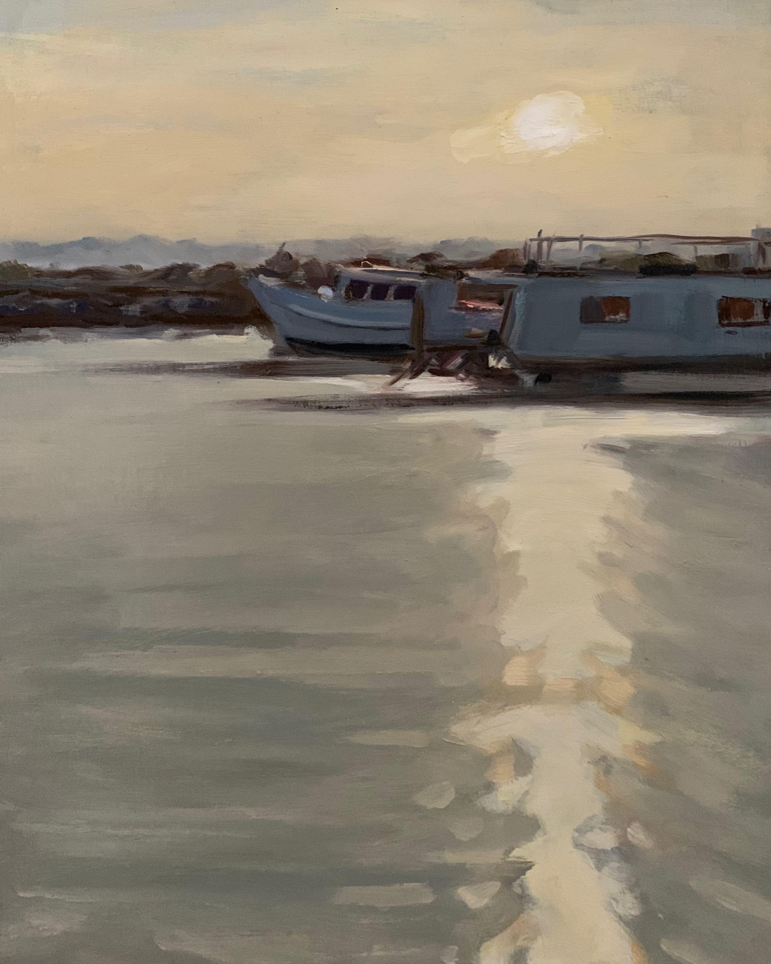 Houseboat in the Late Afternoon  by Rosy Lloyd | Lethbridge Landscape Prize 2021 Finalists | Lethbridge Gallery