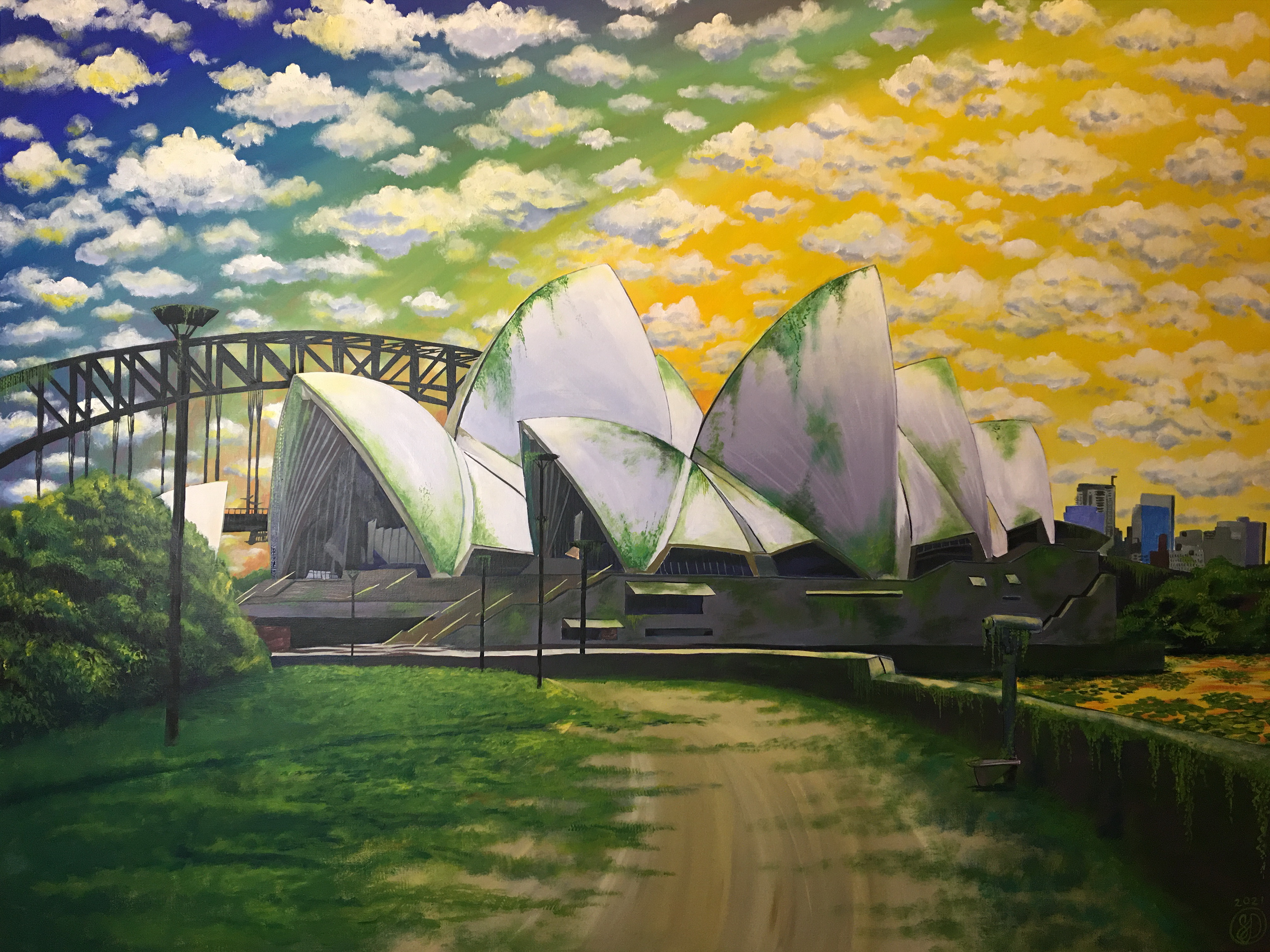 Overgrown Opera House and Sydney Harbour Bridge by Sarah Jennifer Dute | Lethbridge Landscape Prize 2021 Finalists | Lethbridge Gallery