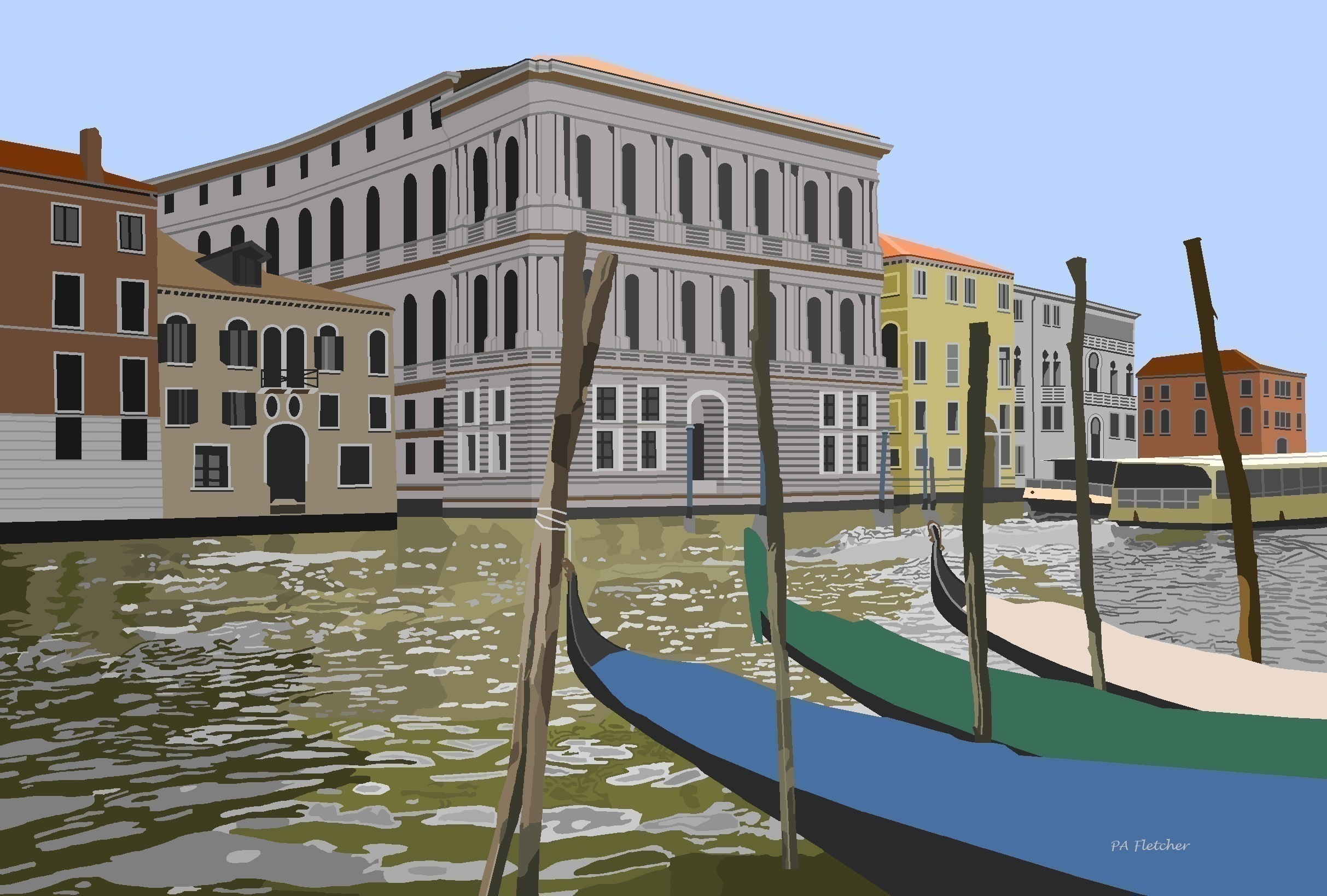 Traffico Idrico Su Un Canale Di Venezia  by Pam Fletcher (painting as P.A. Fletcher) | Lethbridge 20000 2021 Finalists | Lethbridge Gallery