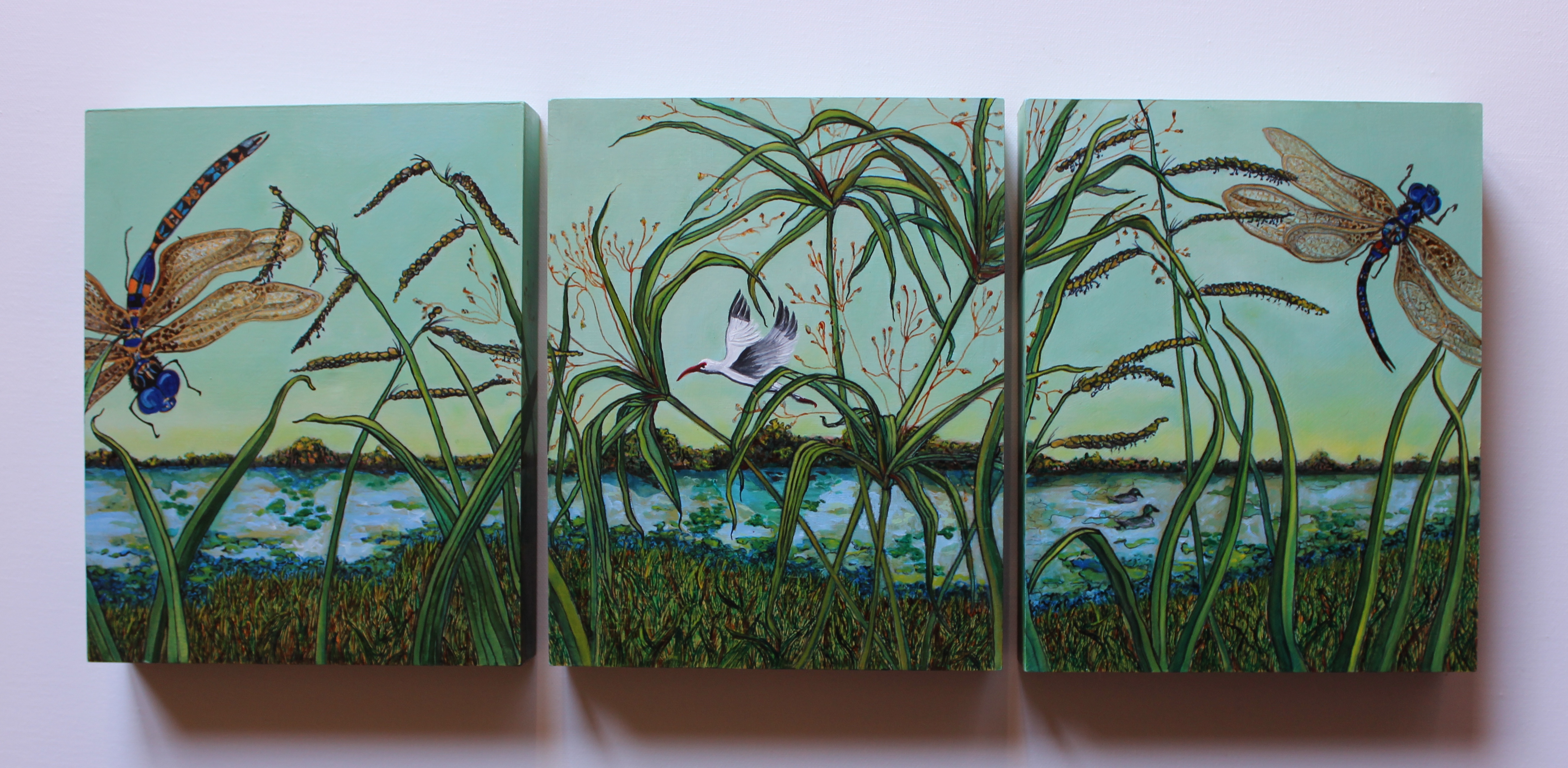 Glebe Lagoon (triptych) by Karen Sedaitis | Lethbridge 20000 2021 Finalists | Lethbridge Gallery