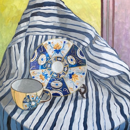 Sierra's Cup On Stripes by Karen Sedaitis | Lethbridge 20000 2021 Finalists | Lethbridge Gallery