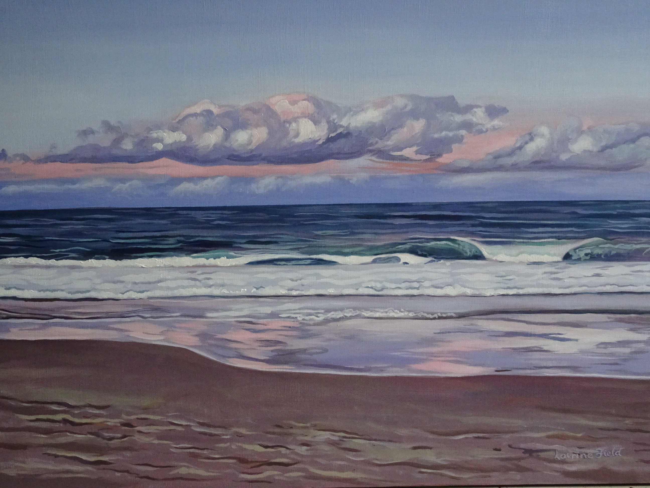 Beach bathed in pink light by Laurine Field | Lethbridge 20000 2021 Finalists | Lethbridge Gallery